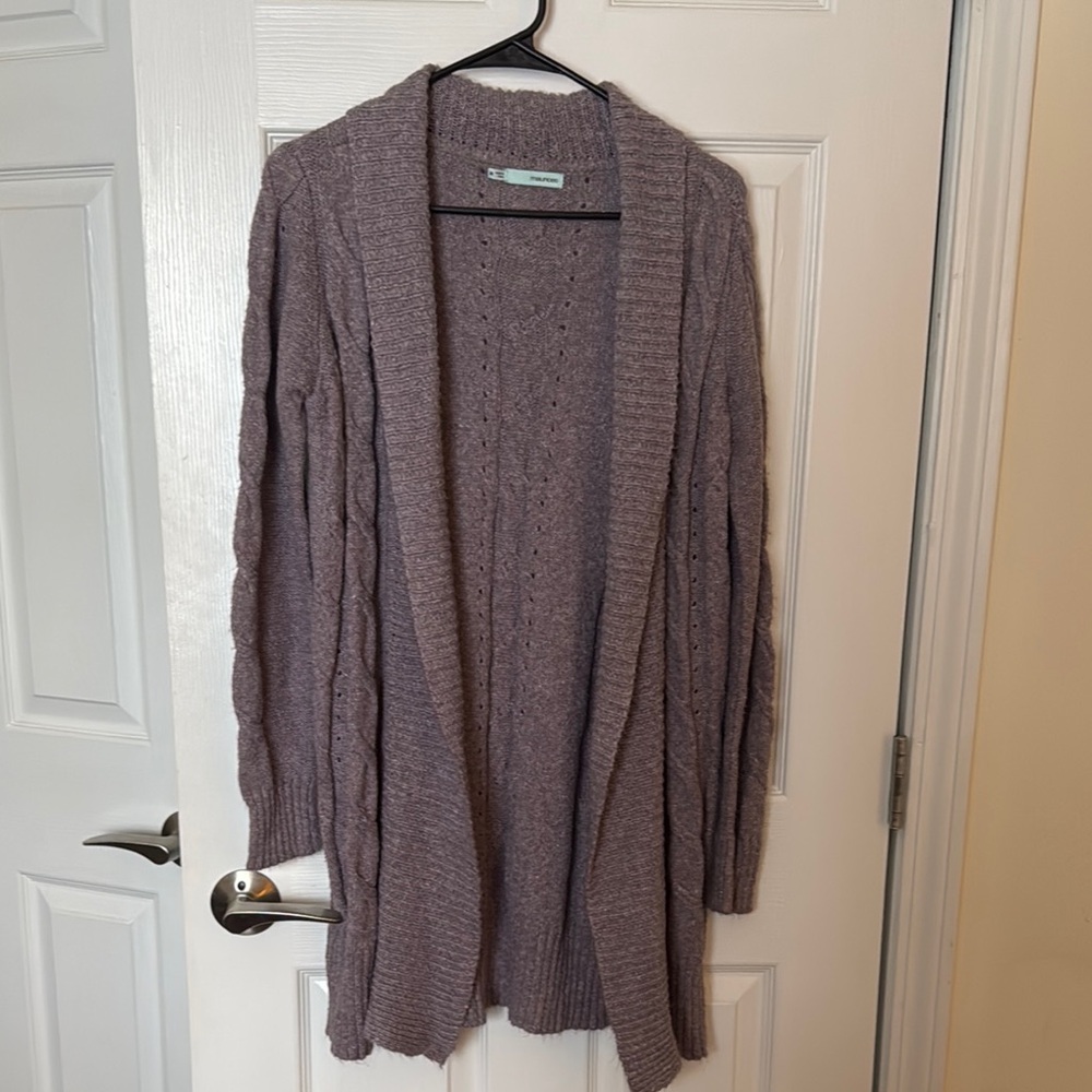 Cozy Lavender Cable Knit Cardigan